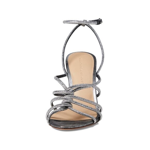 New Veronica Beard Aneesha Crystal Embellish Gunmetal Strappy Heel Sandals 7 US - Picture 6 of 13
